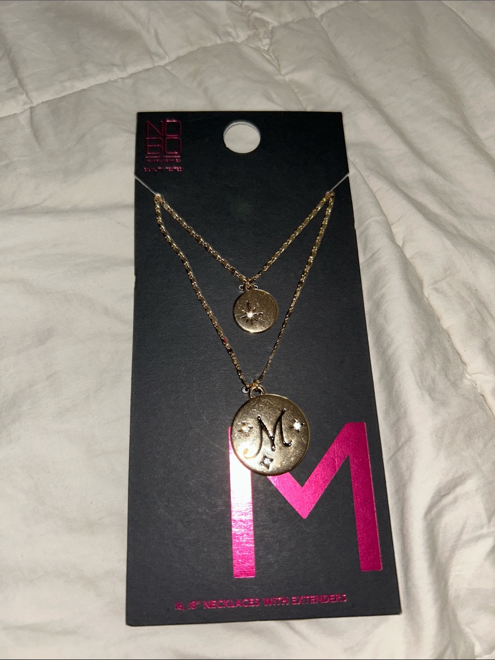No Boundaries Gold Tone Layered Necklace Set, “M” Initial, NWT